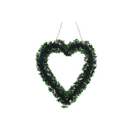 Artificial Boxwood Green Leaves Heart Wreath Decoration - thumbnail 2