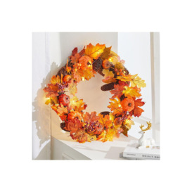 Rustic Faux Maple Leaves Halloween Autumn Decoration with Lights - thumbnail 1