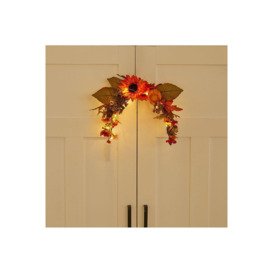 Artificial Sunflower Swag Wreath with Pumpkins for Halloween Hanging Decoration - thumbnail 3
