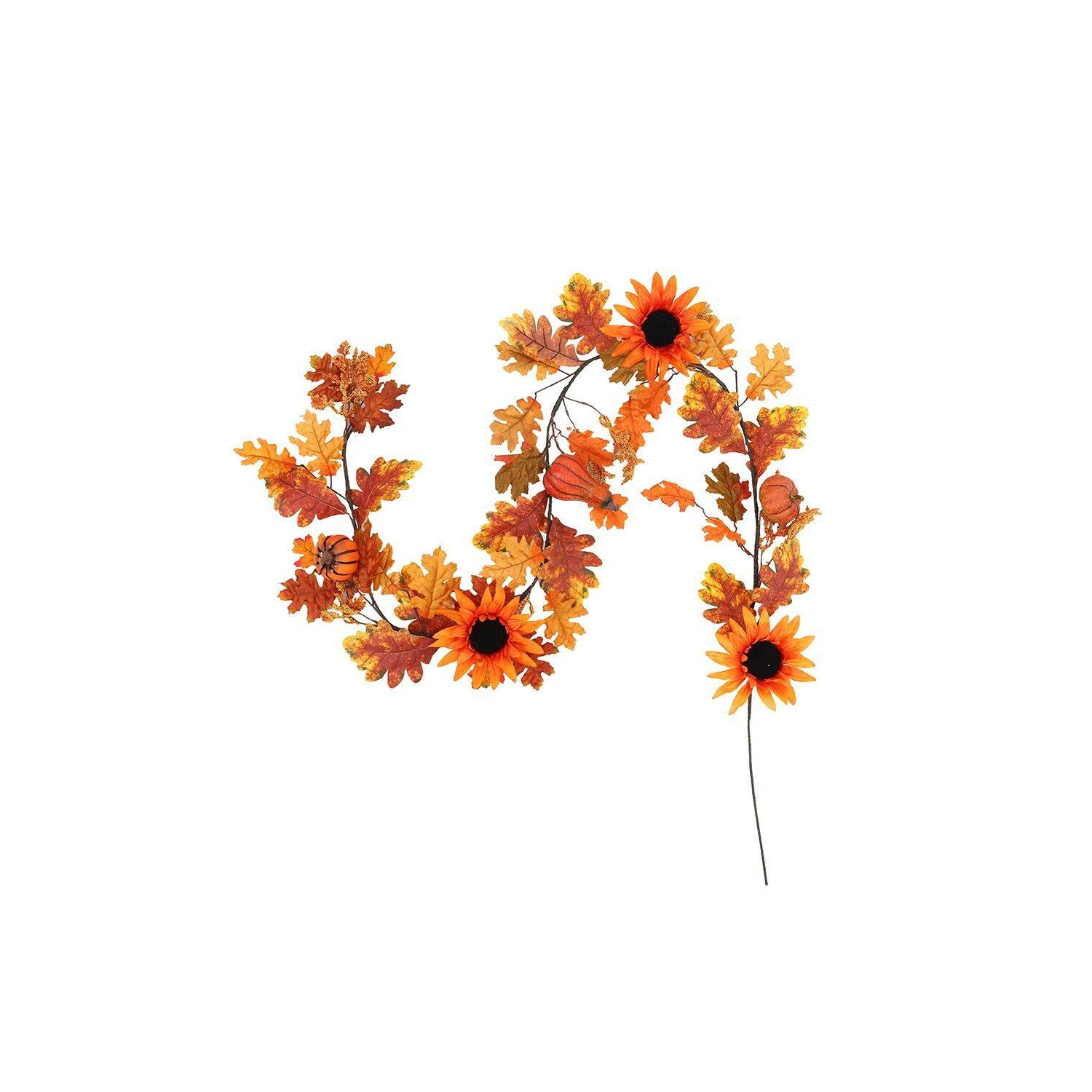 Sunflower Autumn Garland with Lights for Halloween and Thanksgiving