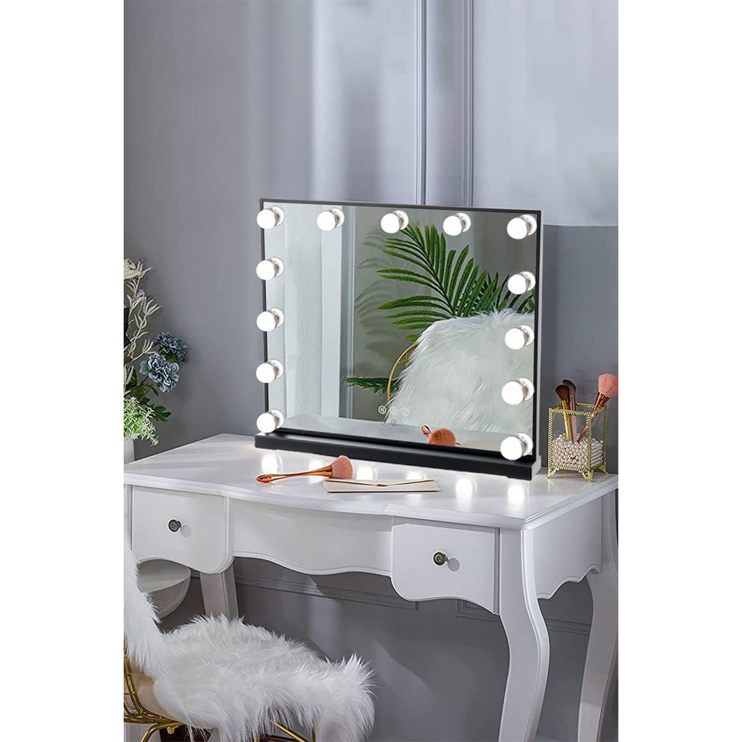 Rectangle LED Makeup Vanity Mirror with 3 Color Light - image 1