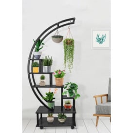 2pcs Half-Moon-Shaped Plant Stand Display Shelf with Wheels - thumbnail 3