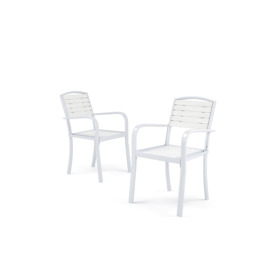 Set of 2 Garden Dining Armchairs White