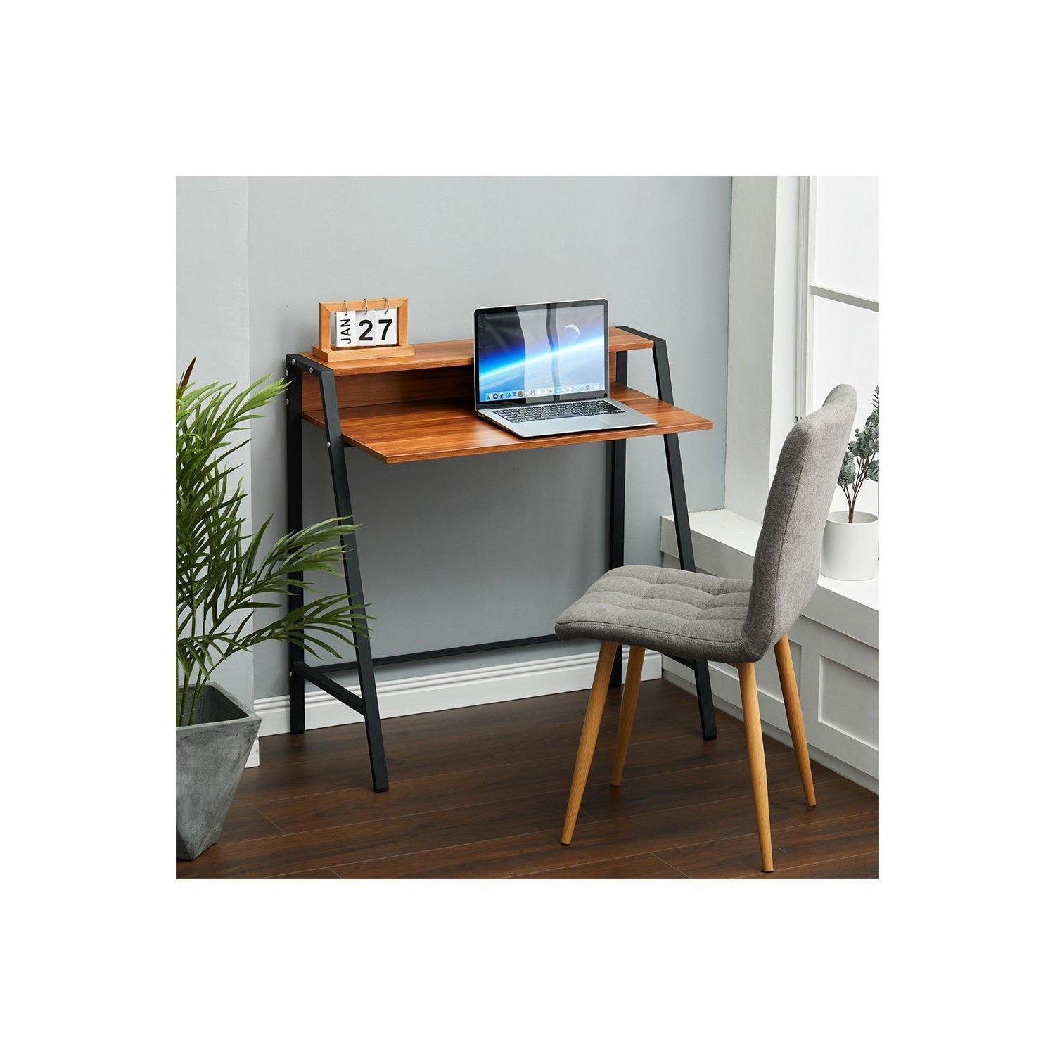 Modern Office Table Compact Wooden Computer Desk Laptop Burlywood