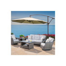 Outdoor Large 3M Cantilever Parasol with Cross and 4-Piece Base