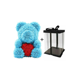 Artificial Rose Heart Teddy Bear with Gift Box - thumbnail 1