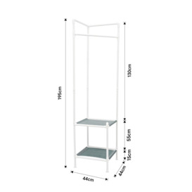 Corner Clothing Rack with 2 Tier Shelves White - thumbnail 2