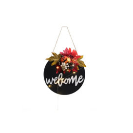 Artificial Maple Leaves Skull Welcome Sign Halloween Decoration