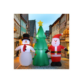 180cm Tall Christmas Inflatable Santa Claus Snowman Christmas Tree with Fan and LED Christmas Air Blown Decorations for Yard Lawn