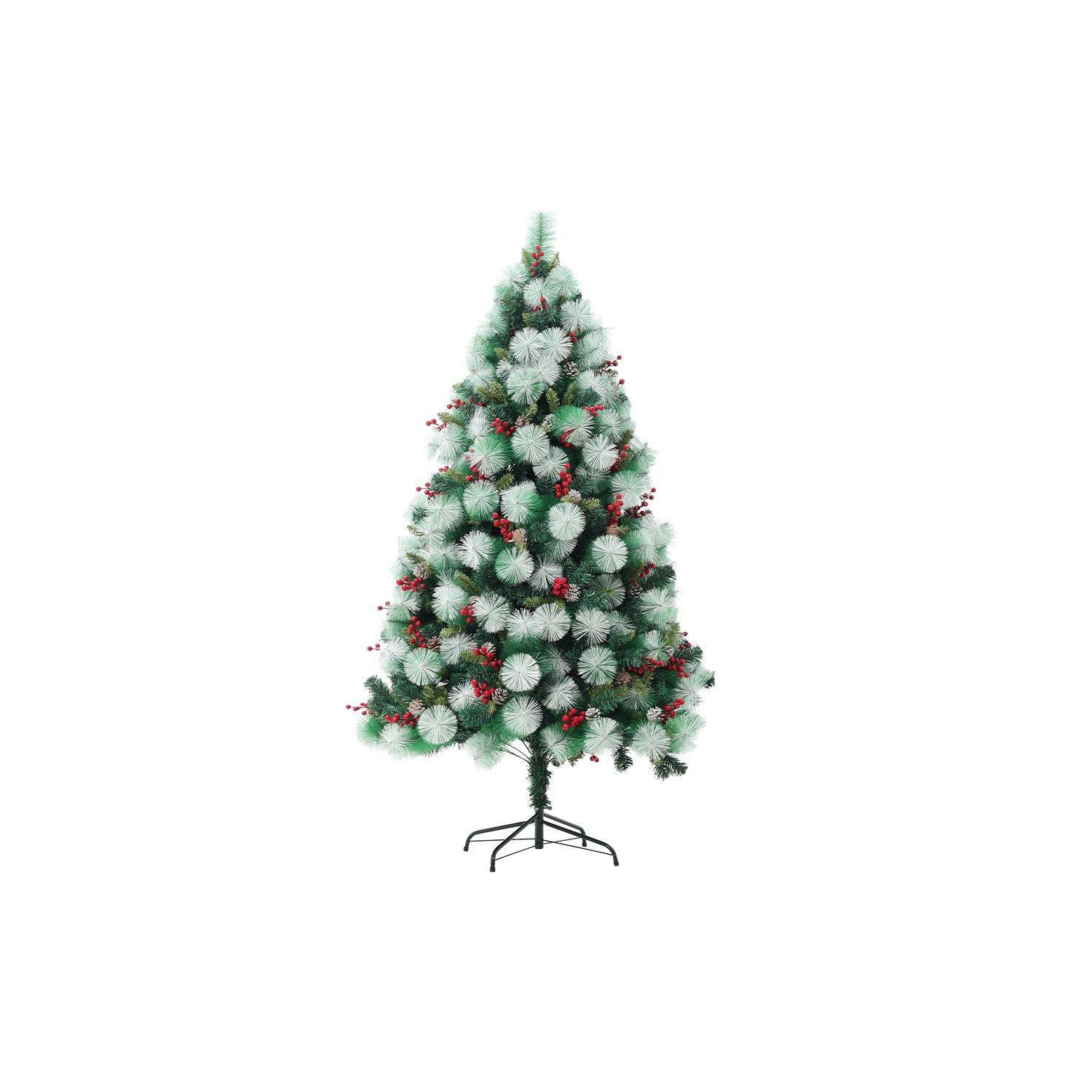 Artificial Green Flocked Full Christmas Tree with Stand 1.8m - image 1