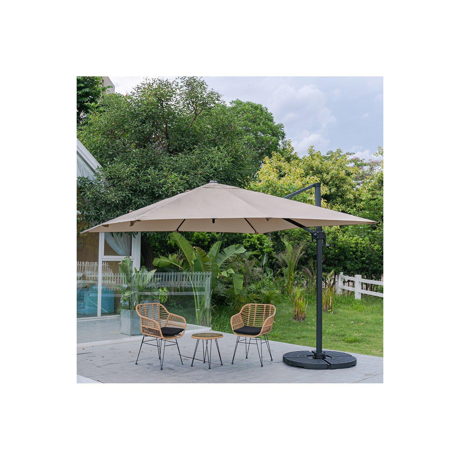 Large Square Canopy Rotating Outdoor Cantilever Parasol with Fillable Base - image 1