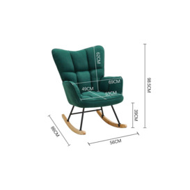 Green Linen Check Tufted Rocking Chair - thumbnail 3
