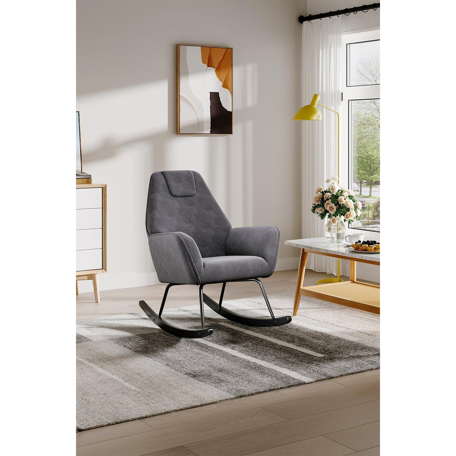 Comfy Grey Nursery Rocking Chair - image 1
