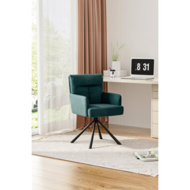 Modern Green Upholstered Swivel Armchair with Black Legs