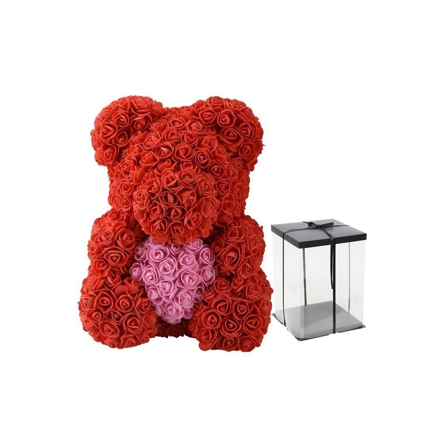 Artificial Rose Heart Teddy Bear with Gift Box - image 1