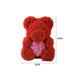 Artificial Rose Heart Teddy Bear with Gift Box - thumbnail 2