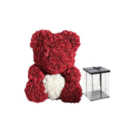 Artificial Rose Heart Teddy Bear with Gift Box - thumbnail 1