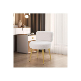 Cream Faux Fur Vanity Stool Chair with Metal Legs - thumbnail 3
