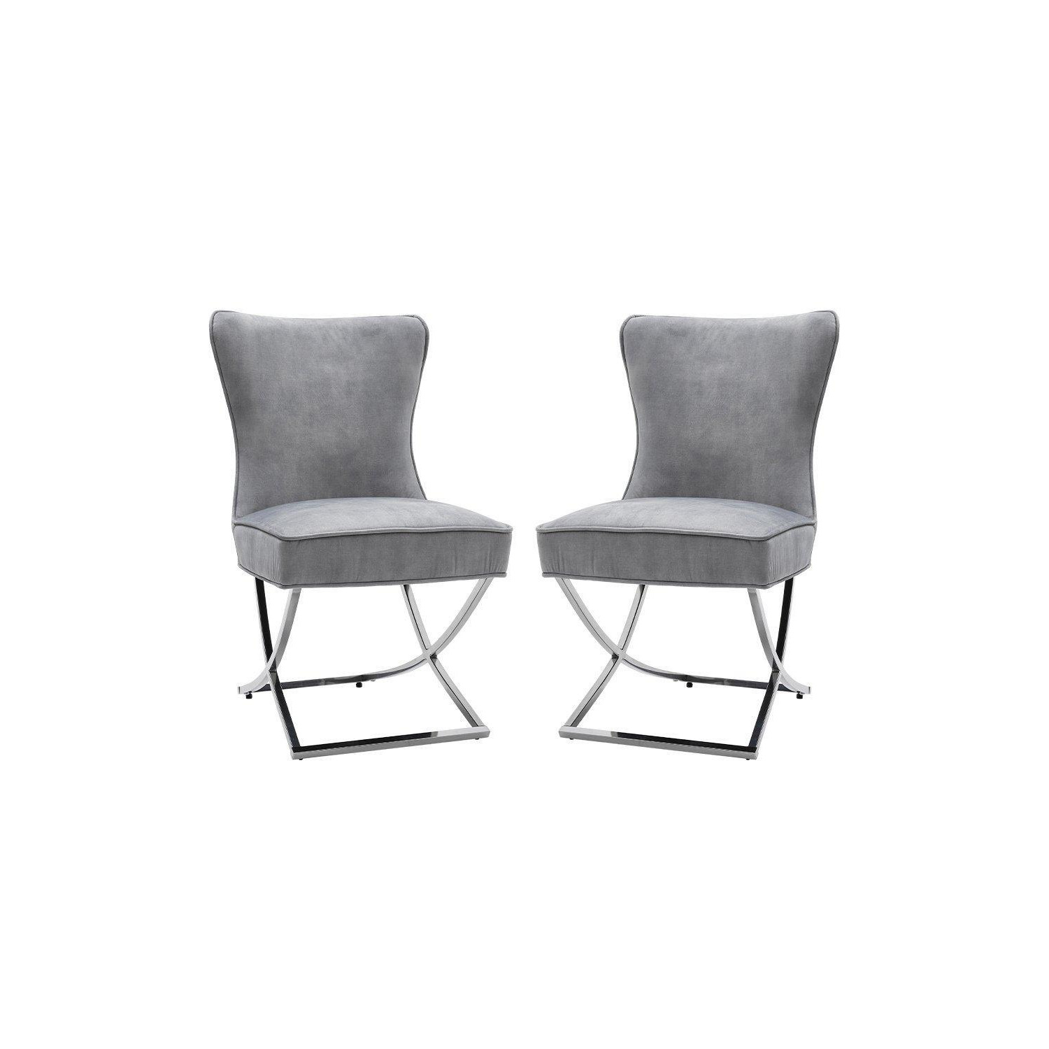 Set of 2 High Back Velvet Dining Chairs - image 1