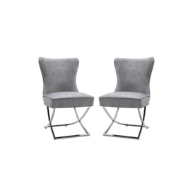 Set of 2 High Back Velvet Dining Chairs - thumbnail 1