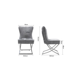 Set of 2 High Back Velvet Dining Chairs - thumbnail 2