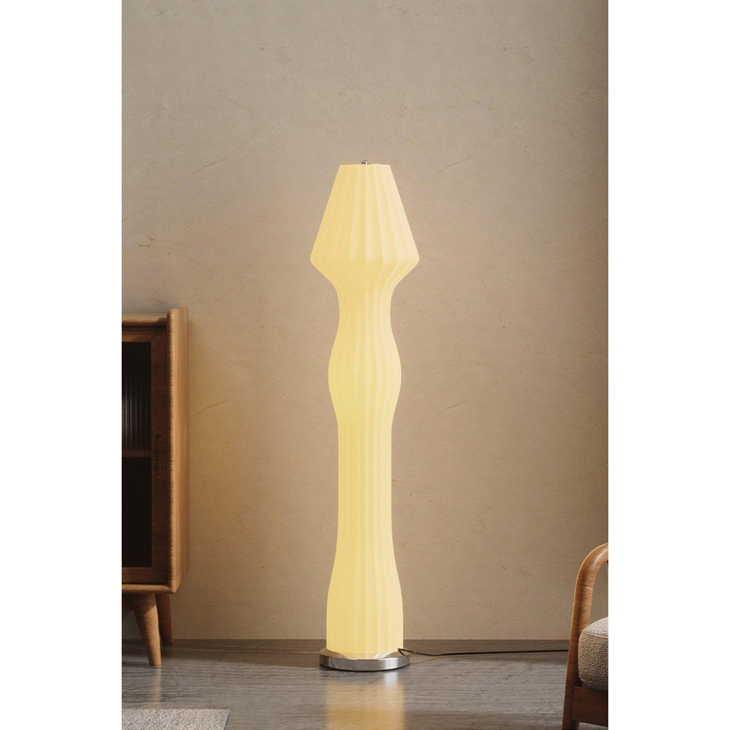 Modern White LED Novelty Floor Lamp Chrome Base - image 1