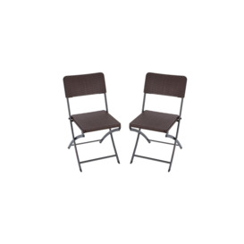 Set of 2 Outdoor Rattan Plastic Folding Chairs - thumbnail 2