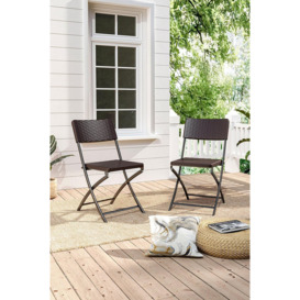 Set of 2 Outdoor Rattan Plastic Folding Chairs - thumbnail 1