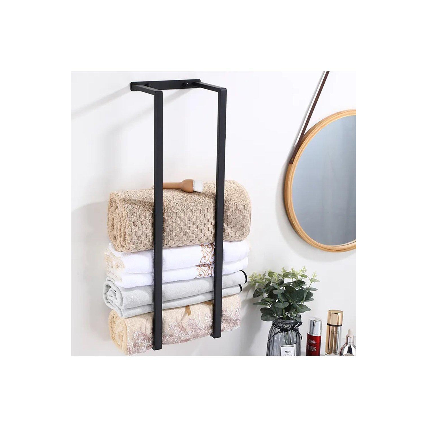 Modern Carbon Steel Wall Towel Rack with Hooks - image 1