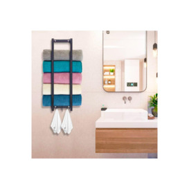 Modern Carbon Steel Wall Towel Rack with Hooks - thumbnail 2