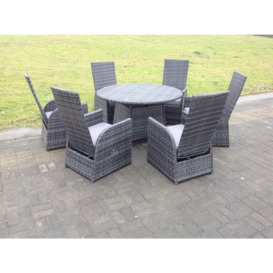 Outdoor Wicker Rattan Garden Furniture Reclining Chair And Table Dining Sets 6 Seater Round Table - thumbnail 1