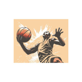 Graphic Basketball Player Orange Matt Smooth Paste the Wall 300cm wide x 240cm high - thumbnail 2