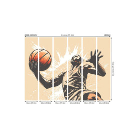 Graphic Basketball Player Orange Matt Smooth Paste the Wall 300cm wide x 240cm high - thumbnail 3