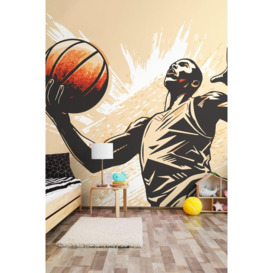 Graphic Basketball Player Orange Matt Smooth Paste the Wall 300cm wide x 240cm high - thumbnail 1
