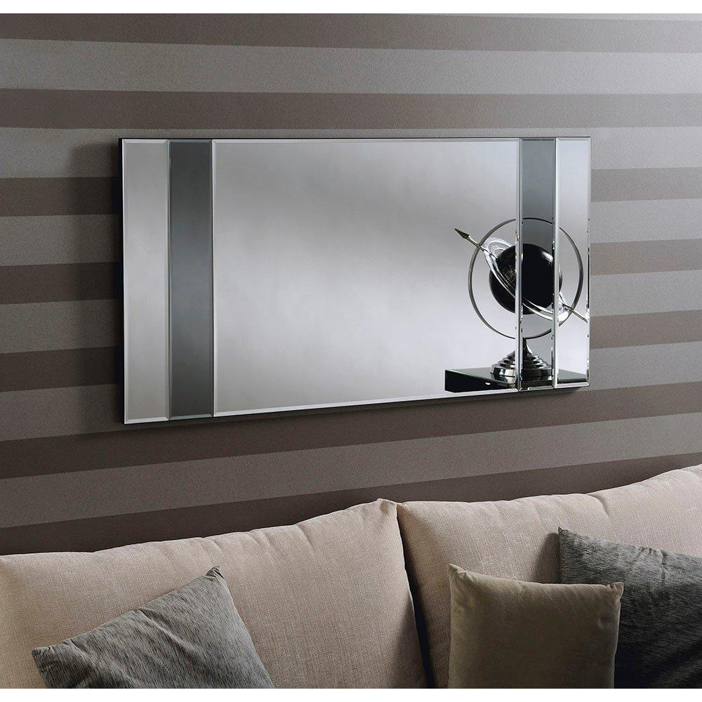 Grey Tinted Bevelled Panelled Mirror 122x61cm - image 1