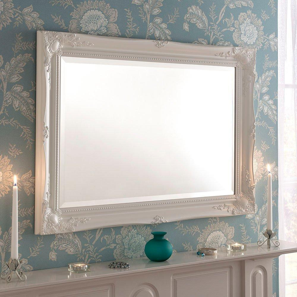 French Style Carved Mirror White 90x65cm - image 1