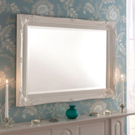 French Style Carved Mirror White 90x65cm - thumbnail 1