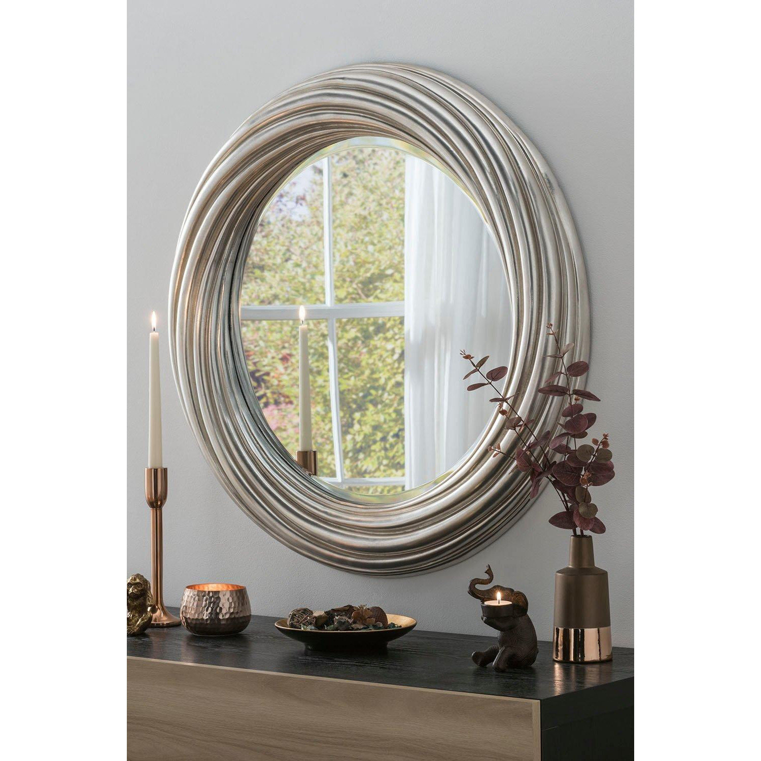 Large round Silvery champagne mirror 84cm - image 1
