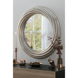 Large round Silvery champagne mirror 84cm - thumbnail 1