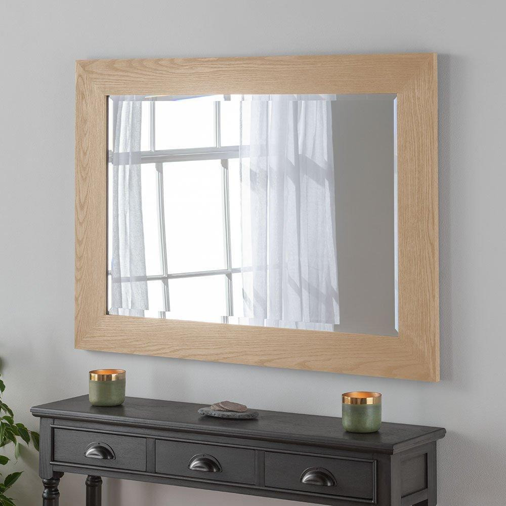 Oak Effect Framed Wall Mirror 76x104cm - image 1