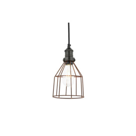 Brooklyn Rusty Cage Pendant, 6 Inch, Cone, Pewter Holder