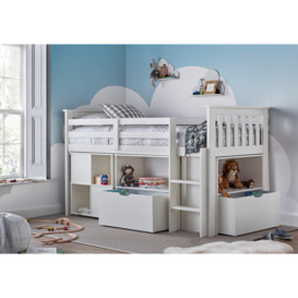 Milo Mid Sleeper Sleep Station Storage Bed With Desk And Spring Mattress - thumbnail 2