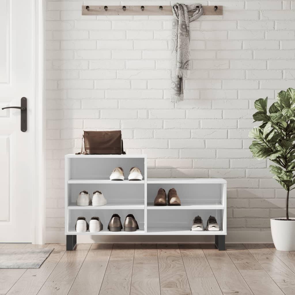 Shoe Cabinet High Gloss White 102x36x60 cm Engineered Wood - image 1