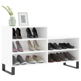 Shoe Cabinet High Gloss White 102x36x60 cm Engineered Wood - thumbnail 3