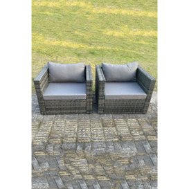 2 PC Outdoor Rattan Single Sofa Chair Garden Furniture - thumbnail 3