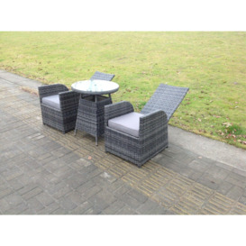 Outdoor Wicker Rattan Garden Furniture Reclining Chair And Table Dining Sets 2 Seater Bistro Round Table - thumbnail 2