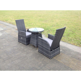 Outdoor Wicker Rattan Garden Furniture Reclining Chair And Table Dining Sets 2 Seater Bistro Round Table - thumbnail 3