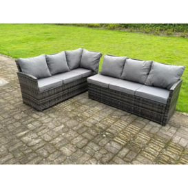 Semi-Assembled 9 Seater Rattan Garden Furniture Corner Sofa Dining Sets Outdoor Patio With 3 Stools - thumbnail 3