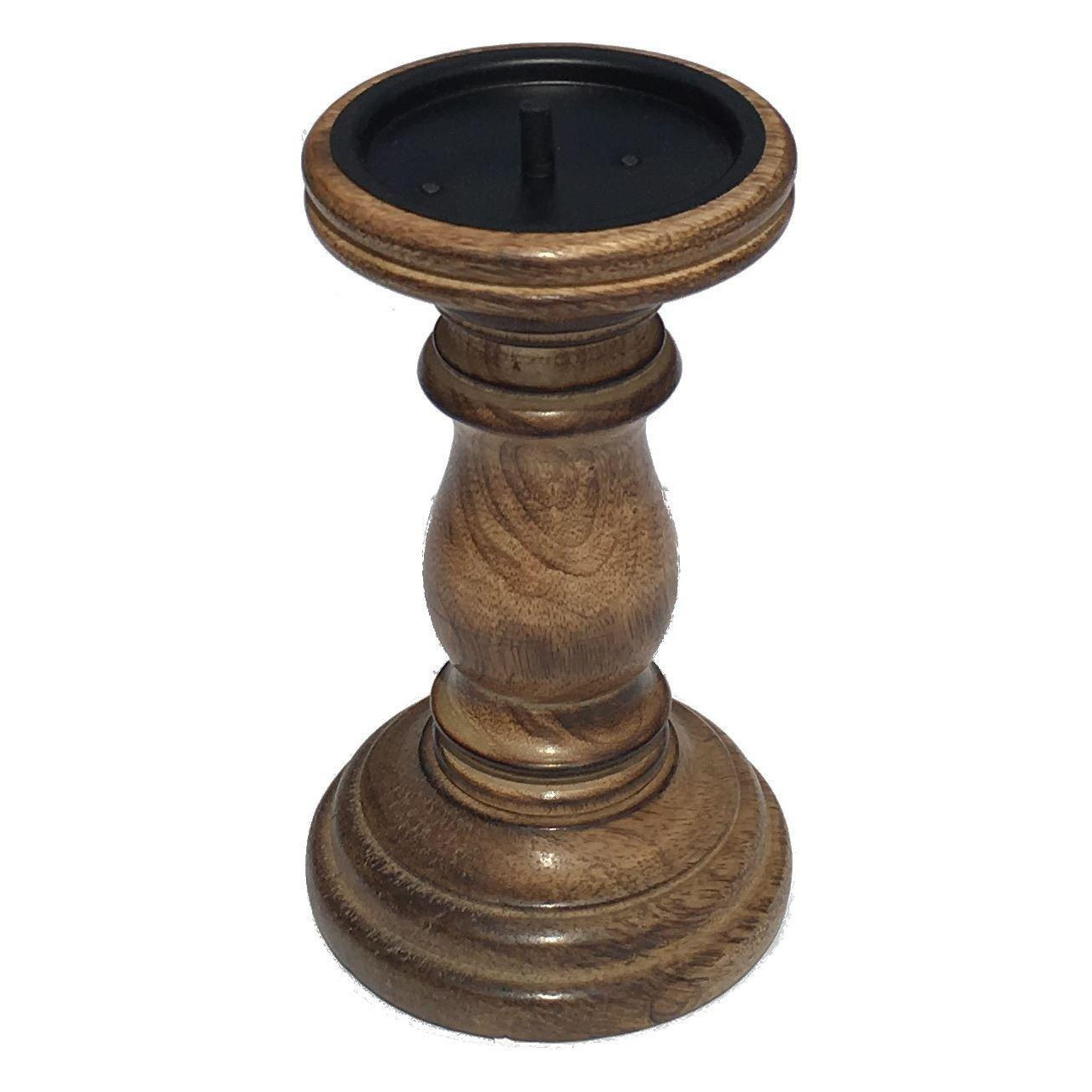 Rustic Antique Carved Wooden Pillar Church Candle Holder White Light, Large 31cm High - image 1