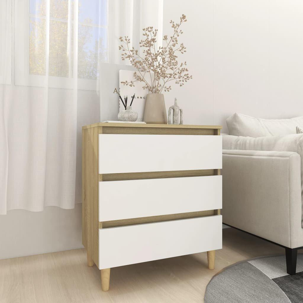 Sideboard White and Sonoma Oak 60x35x69 cm Engineered Wood - image 1